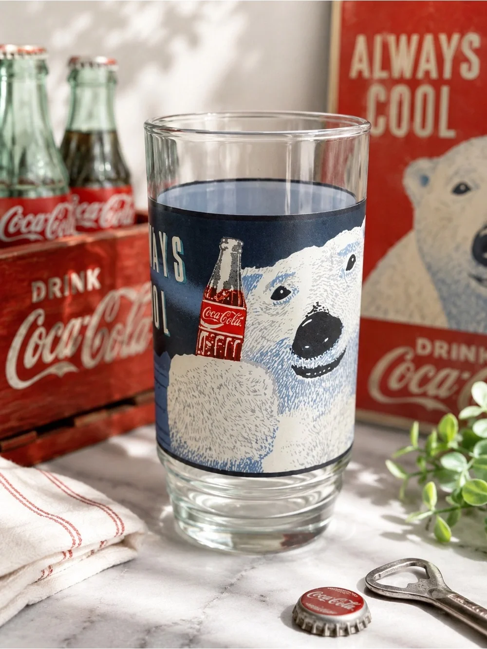 Coca-Cola Polar Bear Always Cool 16 oz Glass Coke Advertising Collectible